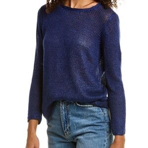 J.McLaughlin size Large blue cotton, linen crewneck long‎ sleeve sweater